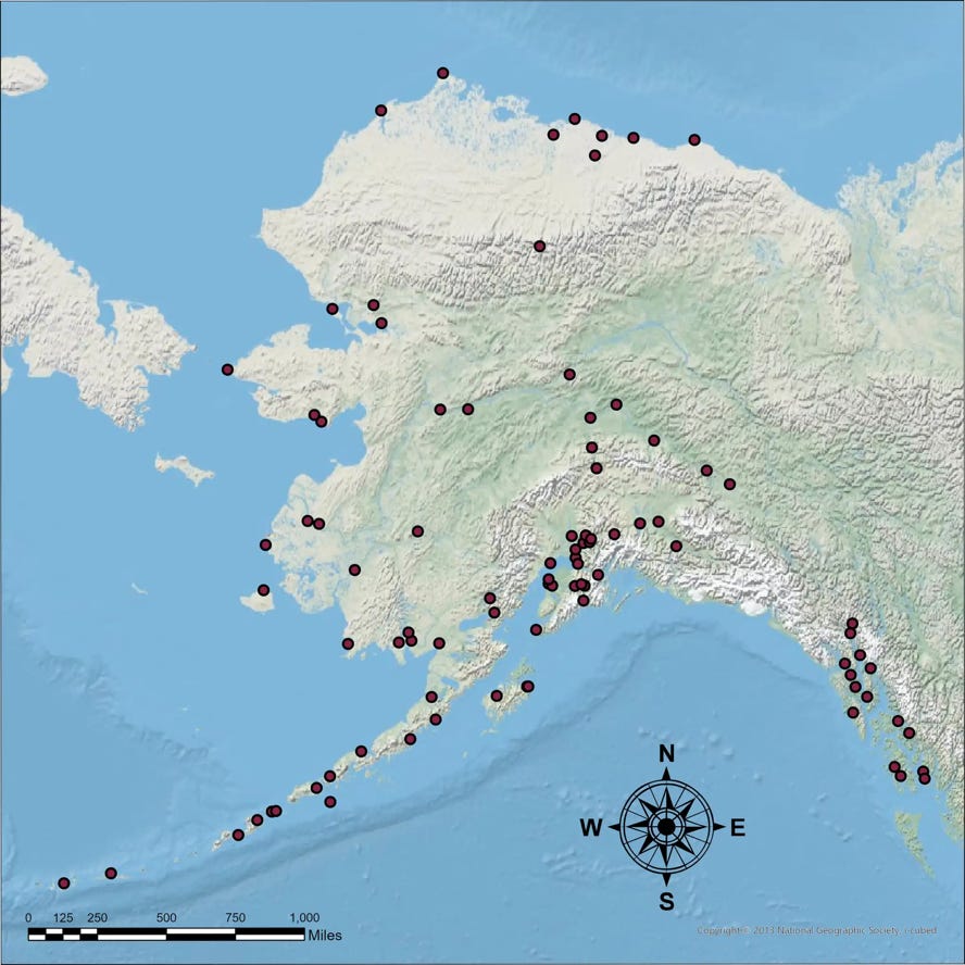 Alaska, places we have worked